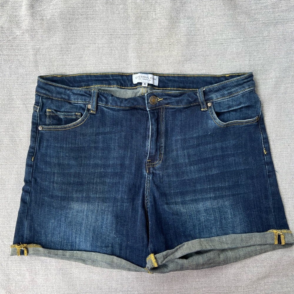 Chic Soul Blue Jean Shorts with Cuffed Hem and Relaxed Fit